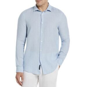 NWT Perry Ellis Men’s Light Blue Linen Blend Button-Up - Size XL